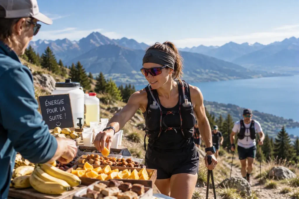 Ravitaillement sur une course de trail-running